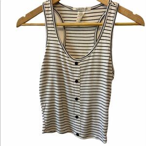 CAUTION TO THE WIND Striped Short Racerback Tank